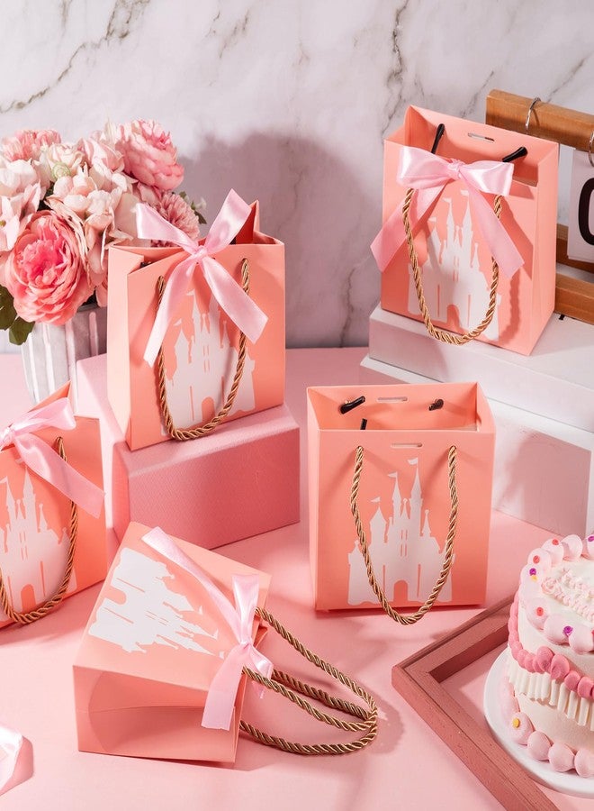 مجموعة سينلود من 25 كيس هدايا لحفلات الأميرات الصغيرة، مزينة بمقابض وشرائط، مقاس 5.51 × 2.36 × 4.72 بوصة، لون وردي فاتح، مثالية لحفلات أعياد الميلاد، وحفلات الكشف عن جنس المولود، وحفلات استقبال المولود. - Image 3